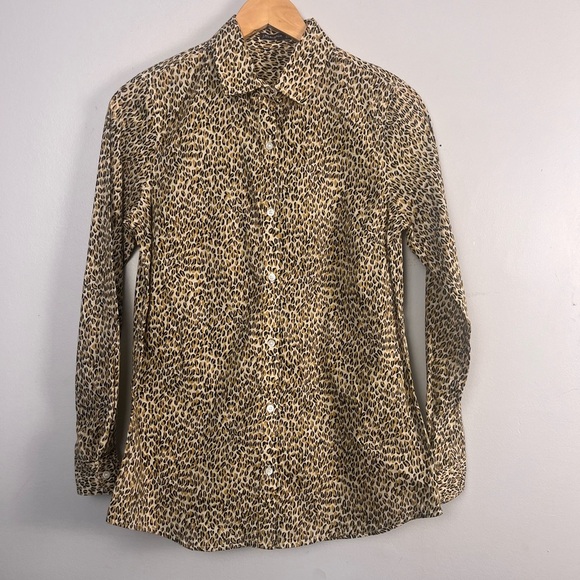 J. McLaughlin Womens Multicolor Leopard Print Long Sleeve Button Up Shirt XS - Picture 2 of 6